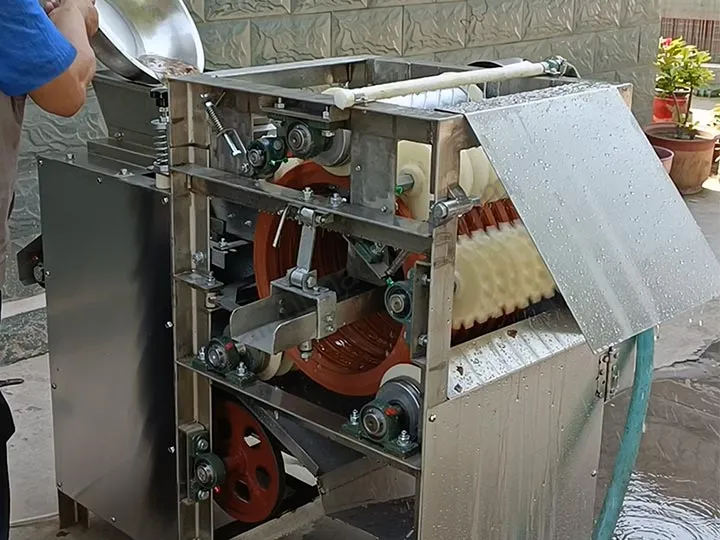 Wet Type Peanut Peeling Machine 6 Pour the material into the peeling machine
